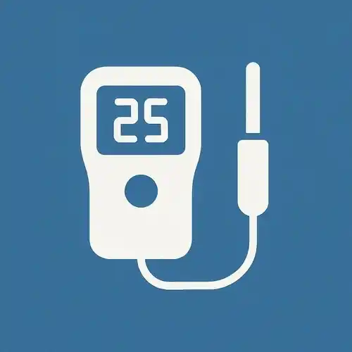Pictograma minimalista de un medidor de temperatura y humedad con sonda externa