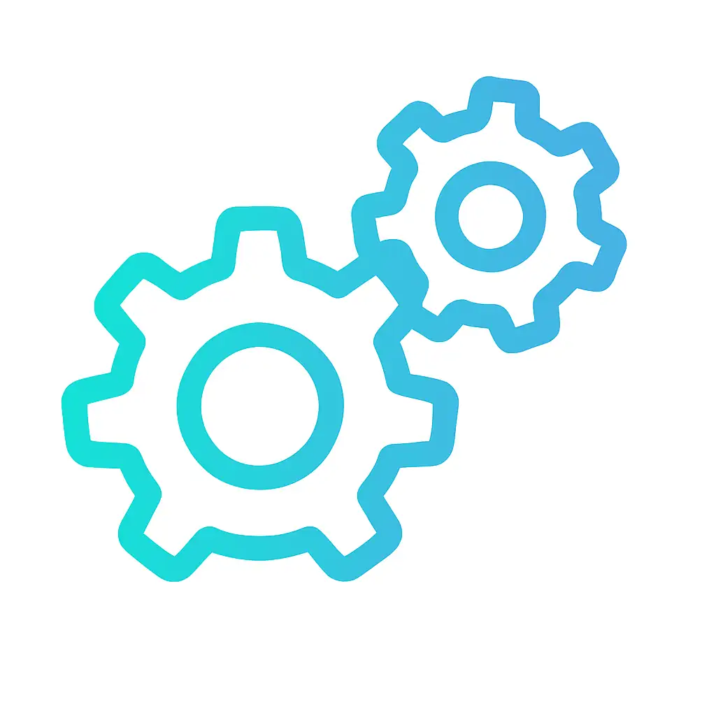 icono vectorial de prevenir la corrosión representado con 2 engranajes de contorno azul y fondo blanco