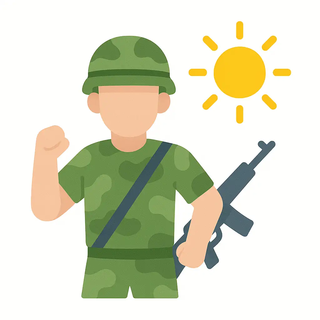 Pictograma que simboliza entrenamientos militares o policiales
