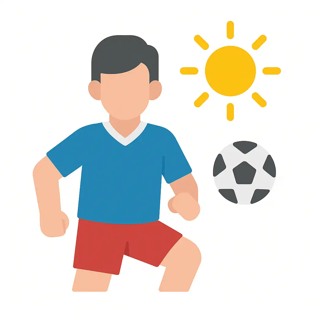 Pictograma que simboliza fútbol, rugby o beisbol en climas calurosos